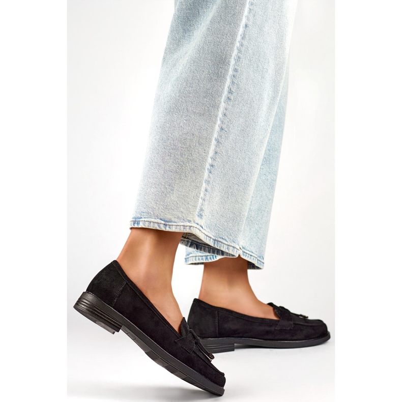 Sapatos femininos com laço 24-12369B pretos 1