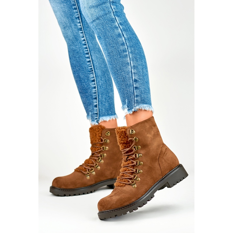Botas de trabalho femininas Y2191C castanho marrom 2