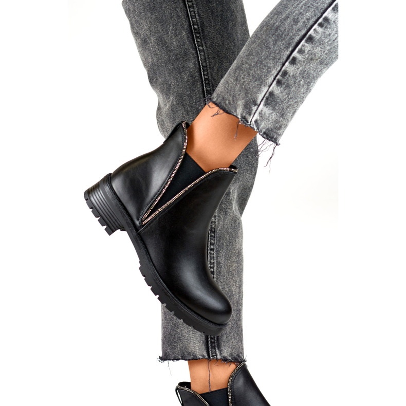 Botas Chelsea isoladas femininas RXJ-169B, pretas preto 2