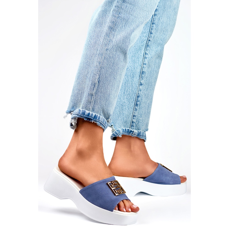 Chinelos femininos com decoração GD-XF1000B, azul 1