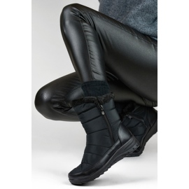 Botas de neve femininas com isolamento de pele 22T10B, pretas preto 2