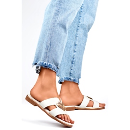 Chinelos femininos decorados com coração KK-731W branco 1 Chinelos femininos decorados com coração KK-731W branco 1