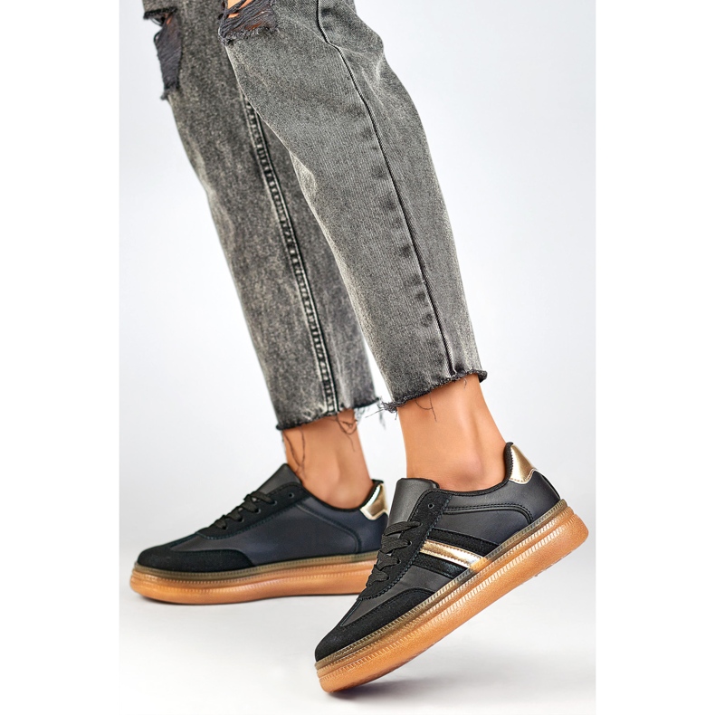 Calçados esportivos femininos A185B, preto e bege 1