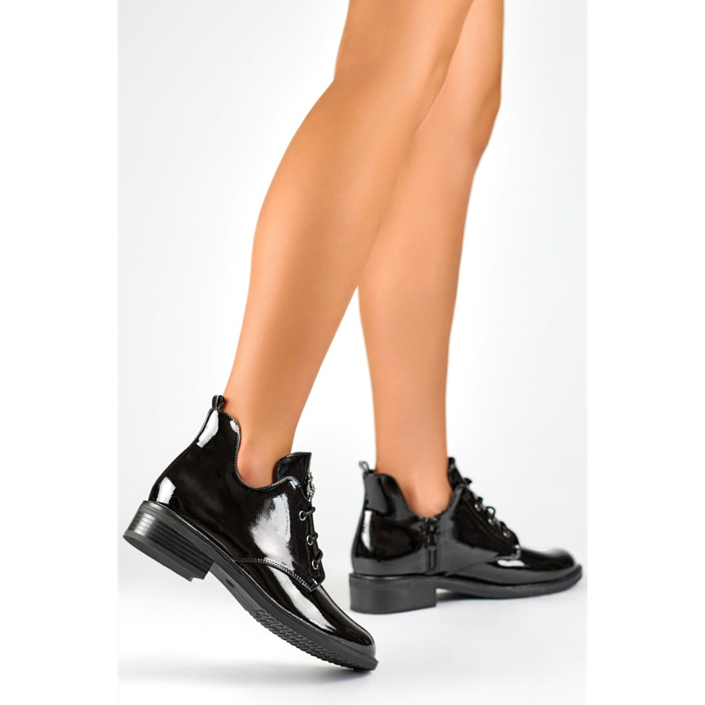 Botas femininas envernizadas GD-DO619-B pretas preto 1