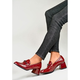Sapatos lacados com corrente GD-FL470BUR, bordô vermelho 1