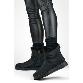 Botas de neve femininas com forro de pele W76B, pretas preto 1