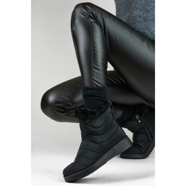 Botas de neve femininas com forro de pele W76B, pretas preto 2