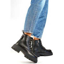 Botas femininas forradas com pele GD-TL57B, pretas preto 1