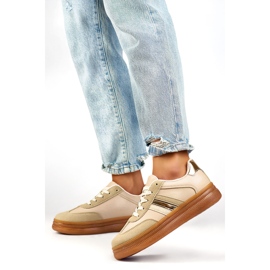 Calçados esportivos femininos A185BE, bege 1