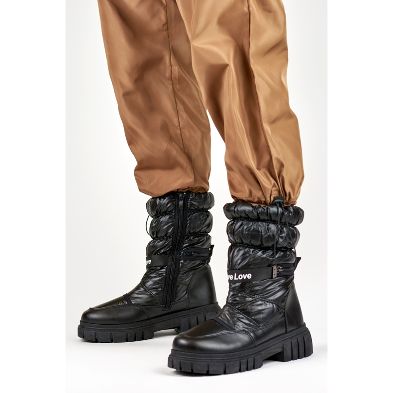 Botas de neve femininas forradas de pele OH-29B, pretas preto 1