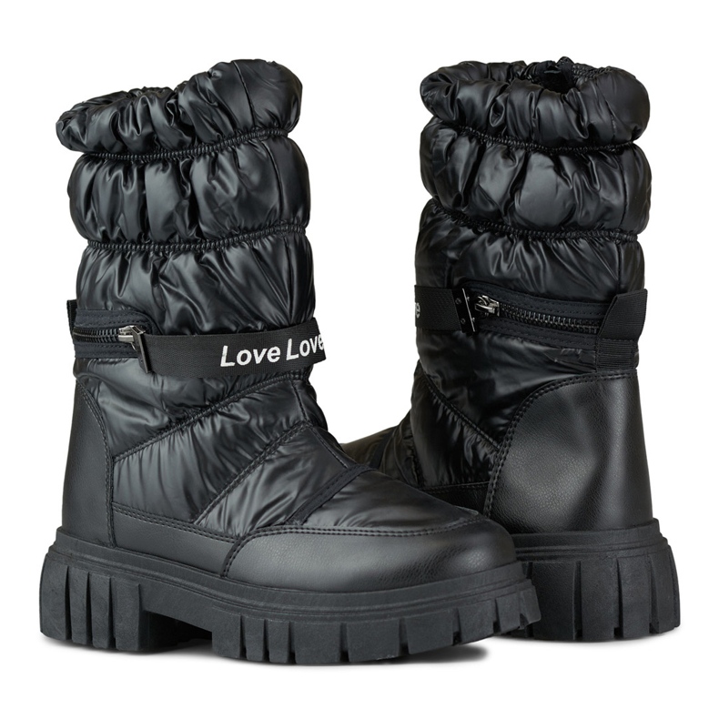 Botas de neve femininas forradas de pele OH-29B, pretas preto 2