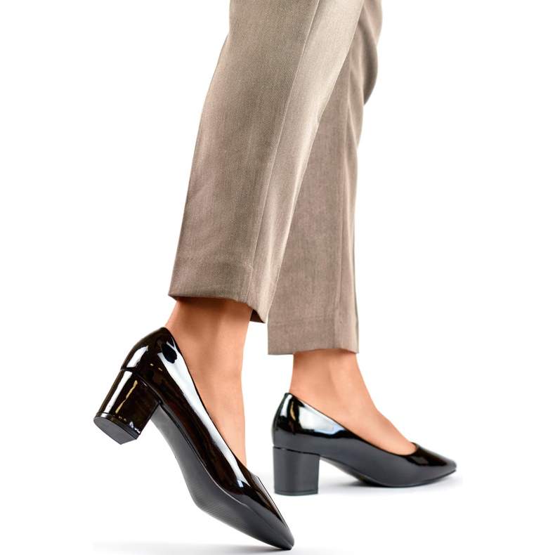 Bombas femininas patenteadas CIC-312B, pretas preto 1