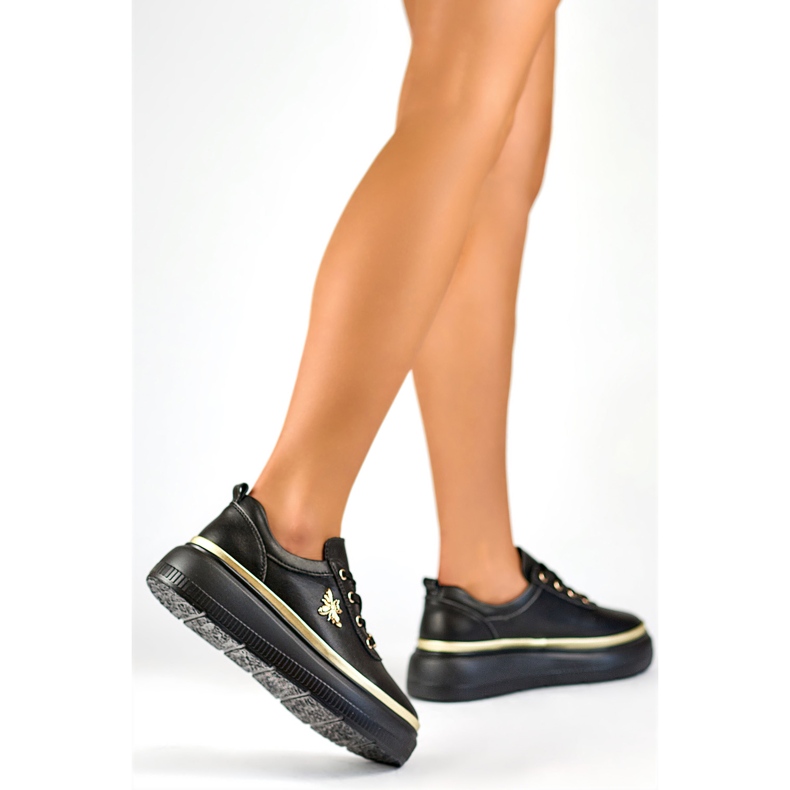 Calçados esportivos femininos com decoração GD-XF120C-B, preto 1