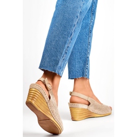 Sandálias femininas de cunha GD-FL1243KH, bege 1