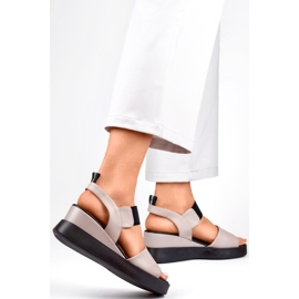 Sandálias femininas de cunha GD-LH2002T, bege 1