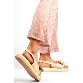 Sandálias femininas com laço LX2350BE bege 1 Sandálias femininas com laço LX2350BE bege 1