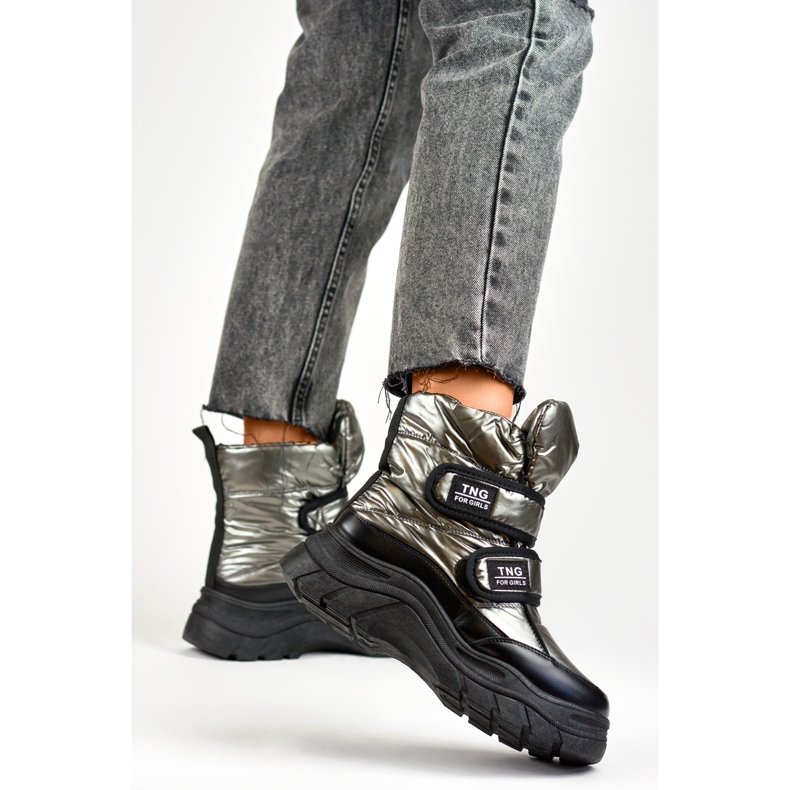 Botas de neve presas com velcro 22-PY16062SI cinza 2