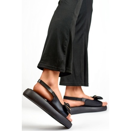 Sandálias femininas com laço LX2350B preto 1 Sandálias femininas com laço LX2350B preto 1