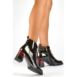 Botas femininas GD-FL2107B Couro envernizado preto 1