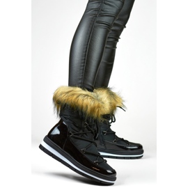 Botas de neve femininas A806-1-B com pele preto 2