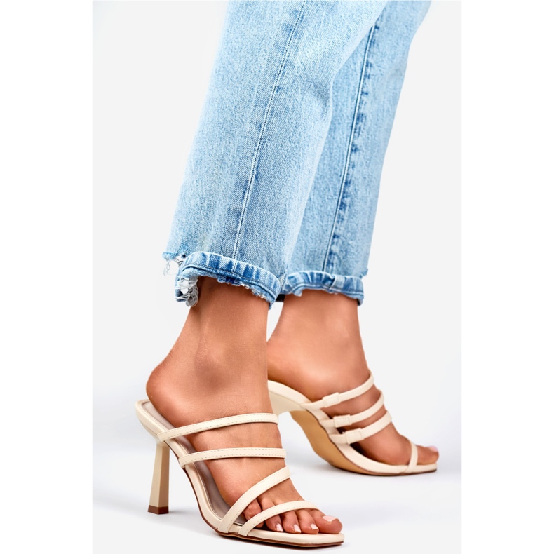 Chinelos femininos elegantes 4772BE bege 1