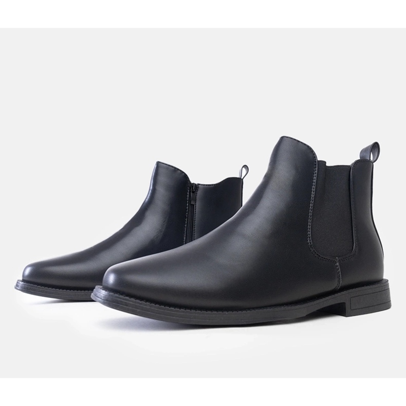 Botas Chelsea masculinas pretas com inserto elástico, couro ecológico Fernand preto 1