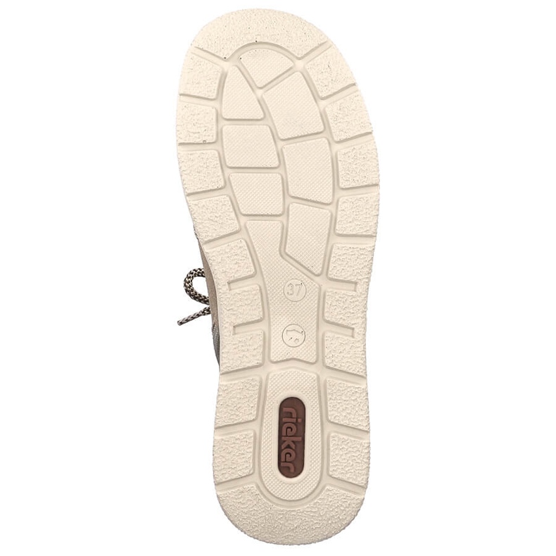 Botins femininos impermeáveis ​​de couro bege Rieker L7701-24 2