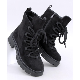 Smiless Botins pretos com atacadores grossos 1