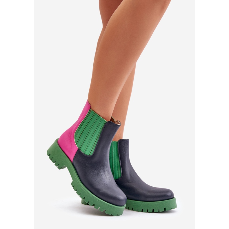 Lewski Shoes Botas rasas femininas de couro Lewski 3611 multicoloridas azul 1