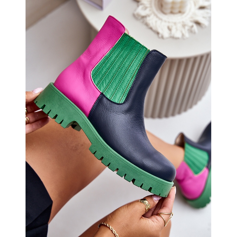 Lewski Shoes Botas rasas femininas de couro Lewski 3611 multicoloridas azul 2