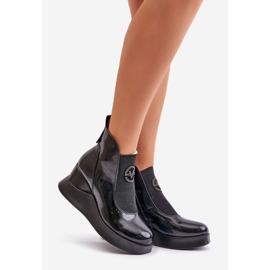 Botas de cunha envernizadas, isoladas Vinceza 66703 pretas preto 1
