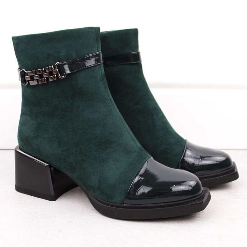 Botins D&amp;A S.Barski com salto decorativo Premium Collection W MR880-018 OLI269B verde 2