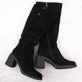 Botas de salto alto em camurça Potocki W 60314 WOL278A preto 1