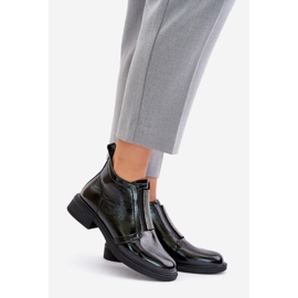 S.Barski Botas baixas de couro envernizado com decoração de zíper D&amp;A MR880-142 pretas preto 1