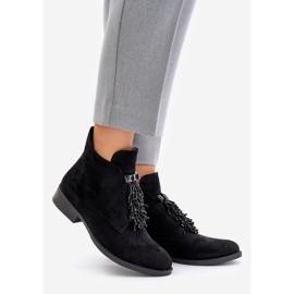 Botas baixas isoladas com decoração de zíper S.Barski HY42-715 pretas preto 1