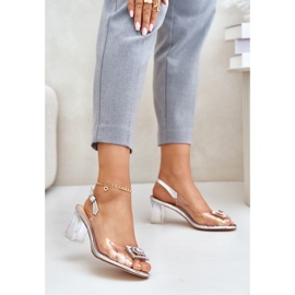 S.Barski Sandálias Transparentes Com Broche De Salto Alto D&A MR42-031 Prata 1 S.Barski Sandálias Transparentes Com Broche De Salto Alto D&A MR42-031 Prata 1