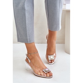 S.Barski Sandálias Transparentes Com Broche De Salto Alto D&A MR42-031 Prata 2 S.Barski Sandálias Transparentes Com Broche De Salto Alto D&A MR42-031 Prata 2