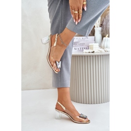 S.Barski Sandálias transparentes com borboleta e salto alto D&amp;A MR42-326 Ouro dourado 2