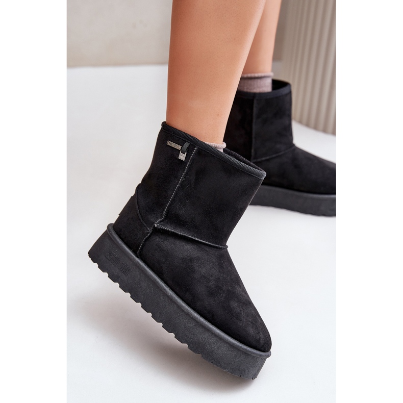 Botas femininas de neve com plataforma alta Big Star OO274898 pretas preto 2