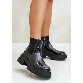 Botins envernizados isolados com zíper, Preto Jesschris 2