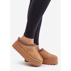Botas baixas femininas de neve com bordado na plataforma Camel Narirya marrom 1