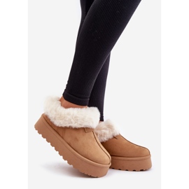 Botas de neve com cano baixo com pele na plataforma Eco Suede Camel Neathoria castanho 1