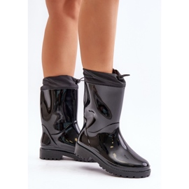 Botas Wellington femininas com punho preto Ellatiel preto 2