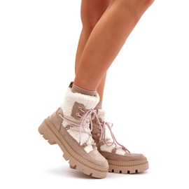 Botas de pele de carneiro Merilana bege com pele 1