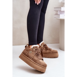 Tênis plataforma feminino Velarisea marrom com forro de pele castanho 2