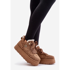 Tênis plataforma feminino Velarisea marrom com forro de pele castanho 1