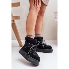 Botas de neve pretas com plataforma Izathiel e cadarço preto 2 Botas de neve pretas com plataforma Izathiel e cadarço preto 2