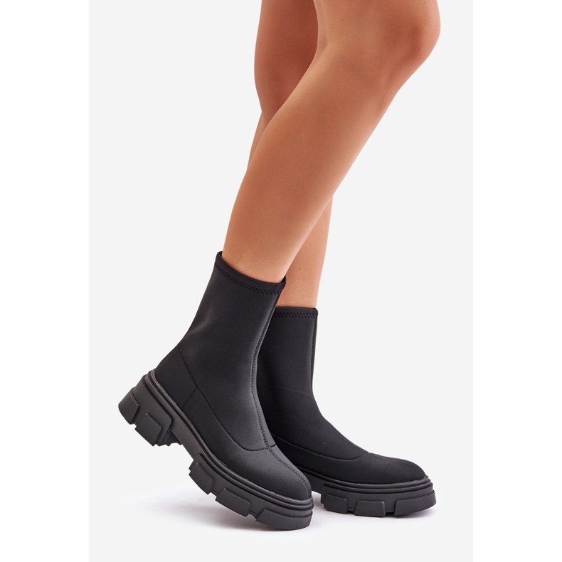 Ravendria Botas pretas de salto plano preto 1