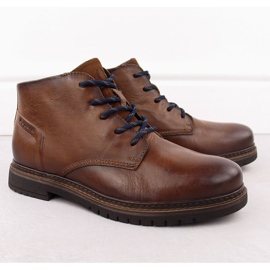Sapatos masculinos de couro, botins marrons com isolamento Bugatti OO153241 marrom 1