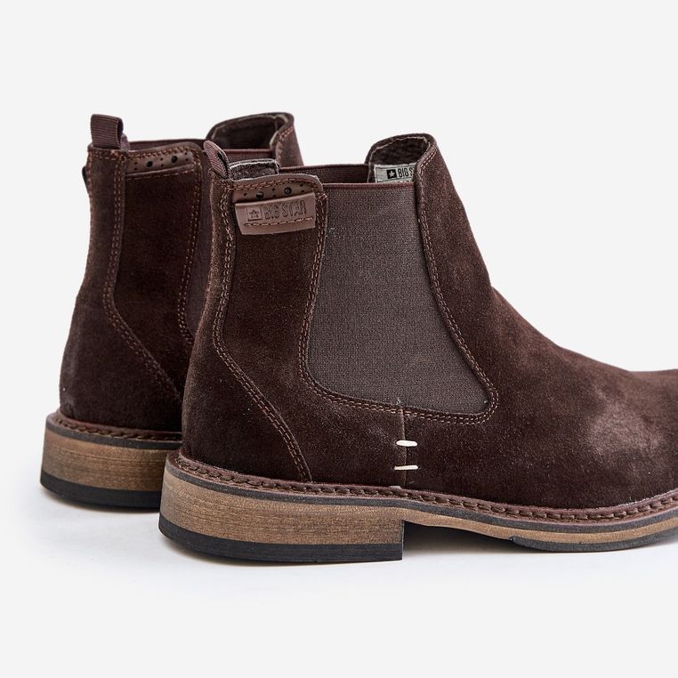 Botas Chelsea de camurça masculina Big Star OO174155 marrom 2